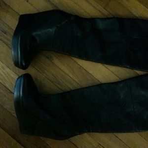 Black Aldo Knee Wedge Boots